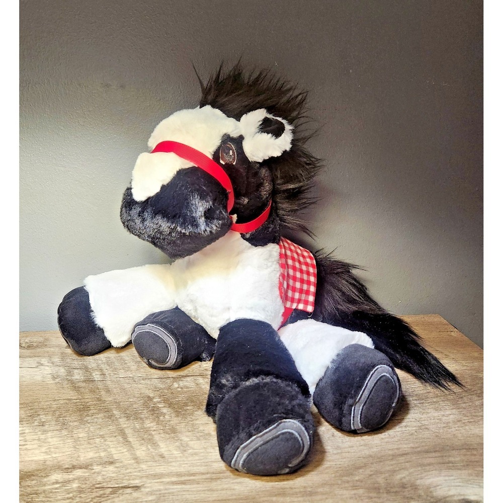 Piccoli Paint Horse plush 13 in. Black‎ & White - Salvador